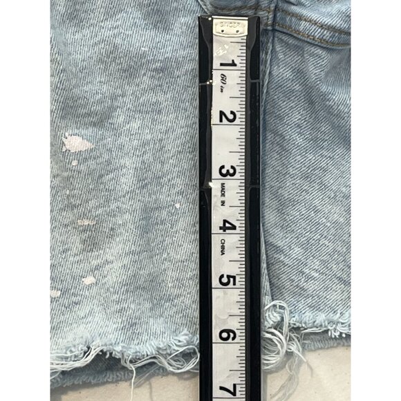 Wild Fable Shorts Womens 8 Blue Jean Denim High Rise Utility Fray Paint Splatter - Picture 8 of 16